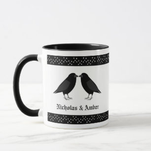 Gothic Wedding Kissing Ravens Custom Mug