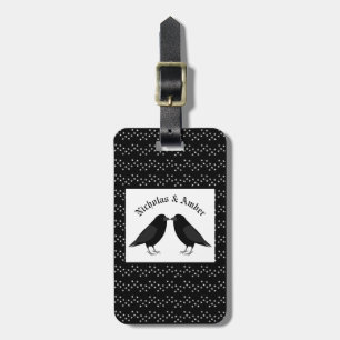 Gothic Wedding Kissing Ravens Custom Names Luggage Tag