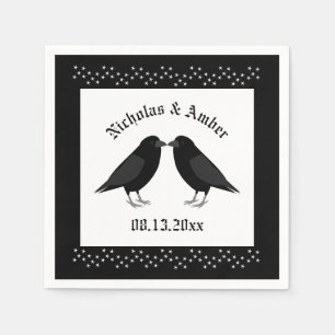 Gothic Wedding Kissing Ravens Custom Napkin