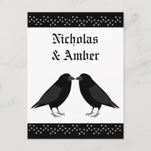 Gothic Wedding Kissing Ravens Custom Postcard