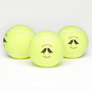 Gothic Wedding Kissing Ravens Custom Tennis Balls