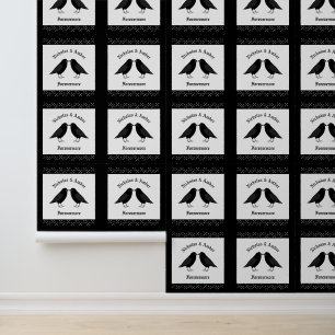 Gothic Wedding Kissing Ravens Custom Wallpaper