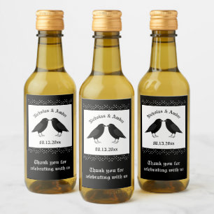Gothic Wedding Kissing Ravens Custom Wine Label