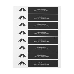 Gothic Wedding Kissing Ravens Custom Wraparound Address Label