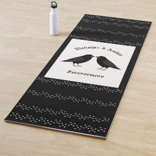 Gothic Wedding Kissing Ravens Custom Yoga Mat