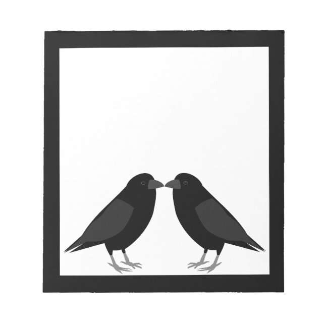 Gothic Wedding Kissing Ravens Notepad (Front)