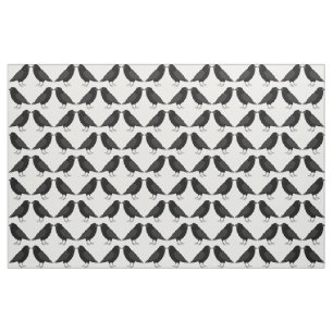 Gothic Wedding Kissing Ravens Patterned Fabric