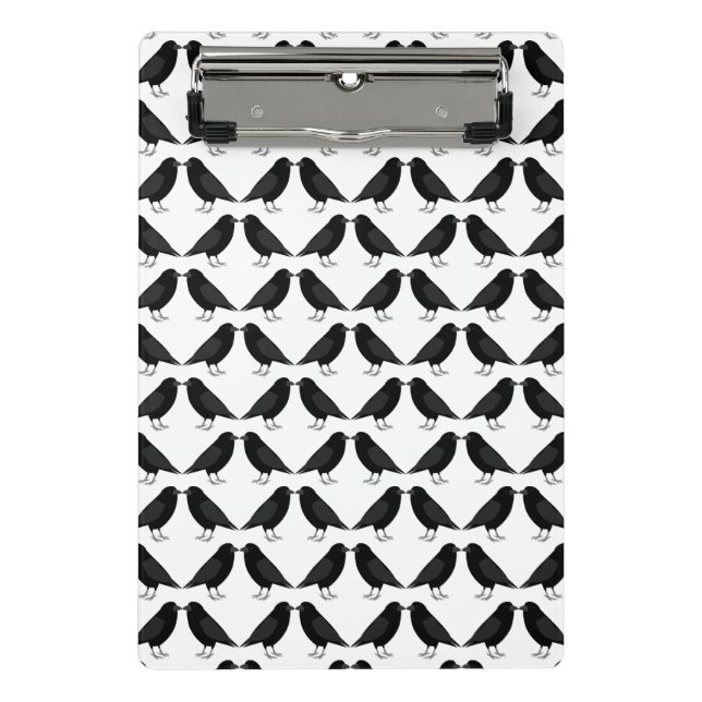 Gothic Wedding Kissing Ravens Patterned Mini Clipboard (Front)