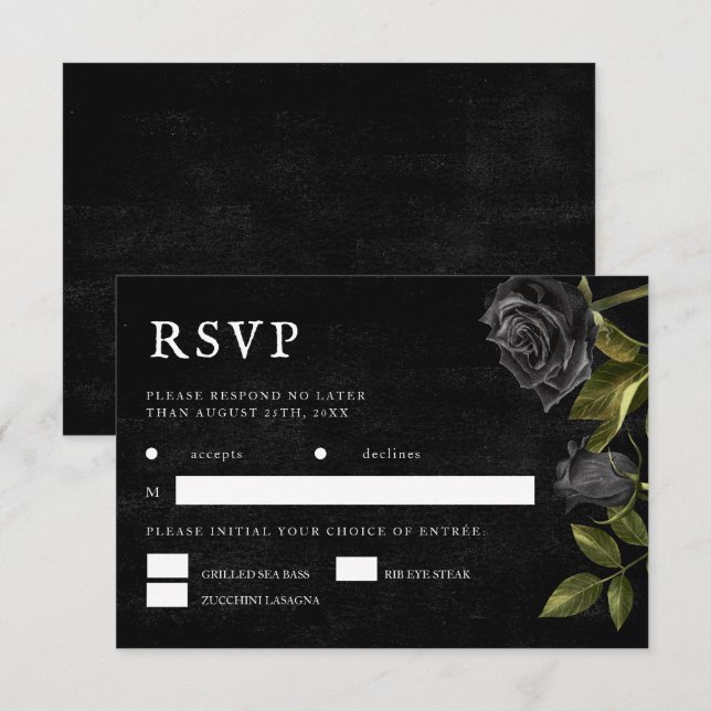 Gothic Wedding Meal Choice RSVP Card (Front/Back)