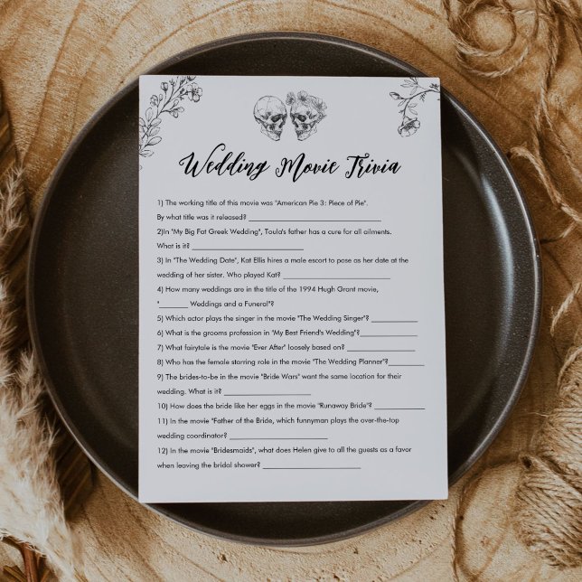 Gothic Wedding Movie Trivia Bridal Shower Game Invitation (Creator Uploaded)