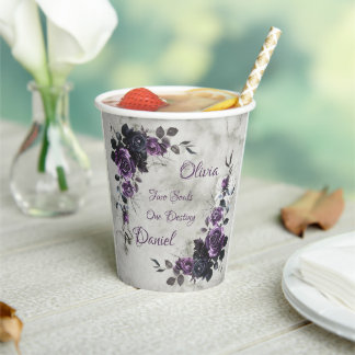 Gothic Wedding Paper Cups Floral Dark Romance