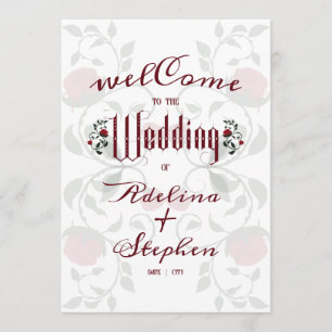 Gothic Wedding Red Roses Moody Order of Service Programme