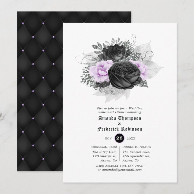 Gothic Wedding Rehearsal Dinner Invitation (Front/Back)