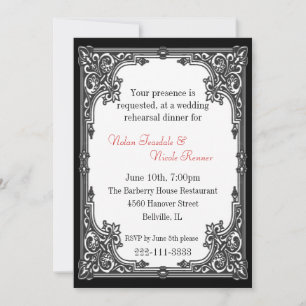 Gothic Wedding Rehearsal Dinner Invitation