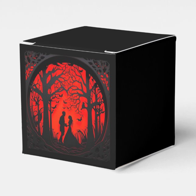 Gothic Wedding Romance Silhouette Favour Box (Front Side)
