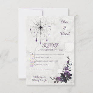 Gothic Wedding RSVP Card Floral Dark Romance