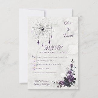Gothic Wedding RSVP Card Floral Dark Romance