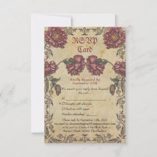 Gothic Wedding RSVP Card Vintage Floral