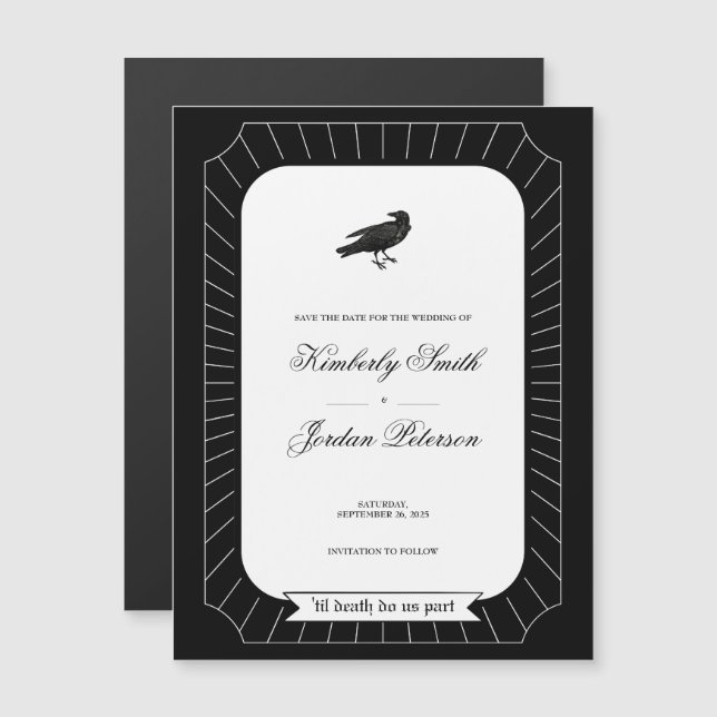 Gothic Wedding Save The Date Craw Skeletons Magnet (Front/Back)