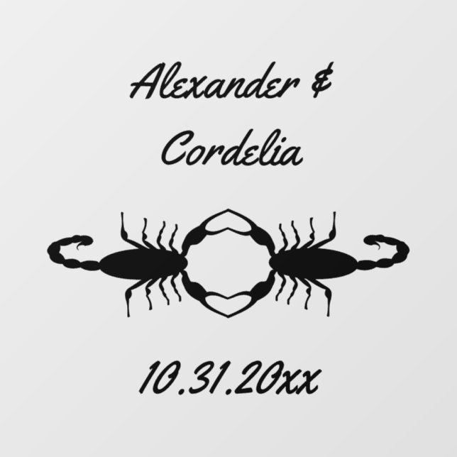 Gothic Wedding Scorpions Custom Window Cling (Sheet)