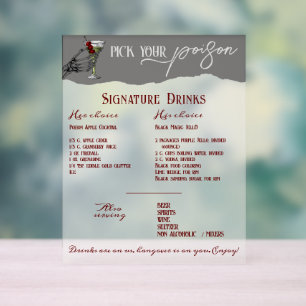 Gothic Wedding Signature Drinks Drinks Bar Sign