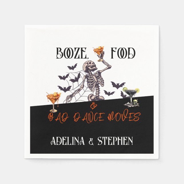 Gothic Wedding Skeleton Booze Food Bad Dance Moves Napkin (Front)
