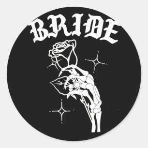 Gothic Wedding Skeleton Bride Spooky Halloween Jus Classic Round Sticker
