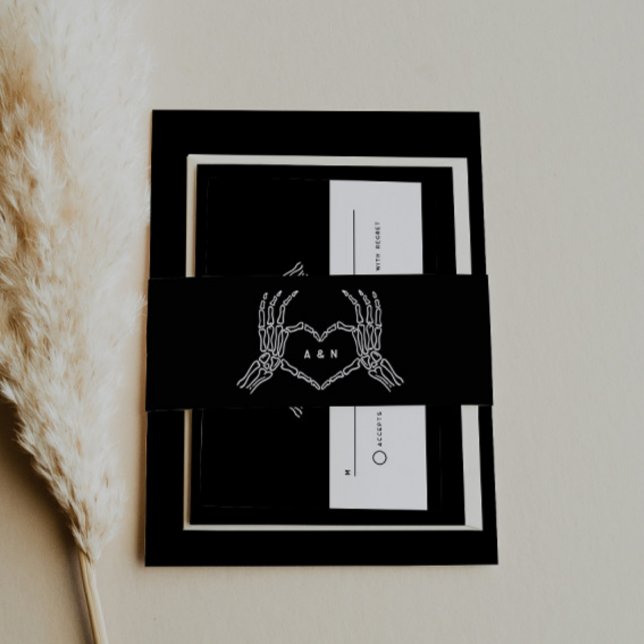 Gothic Wedding Skeleton Hands Wedding Invitation Invitation Belly Band (Creator Uploaded)