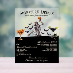 Gothic Wedding Skeleton Signature Drinks Sign