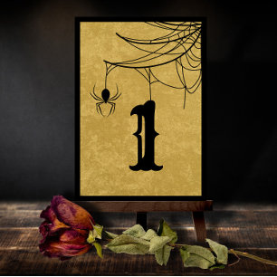 Gothic Wedding Spider Web Halloween Table Number