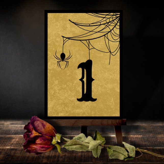 Gothic Wedding Spider Web Halloween Table Number (Creator Uploaded)