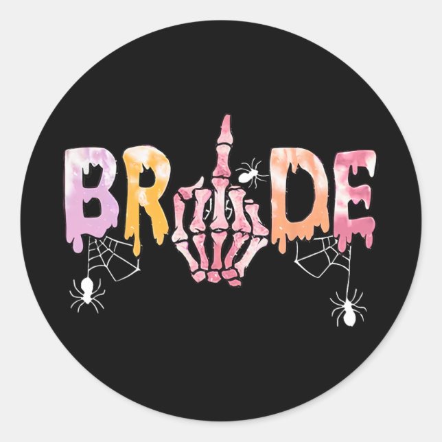 Gothic Wedding Spooky Halloween Skeleton Bride Jus Classic Round Sticker (Front)