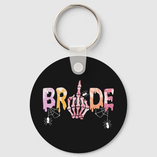 Gothic Wedding Spooky Halloween Skeleton Bride Jus Key Ring (Front)