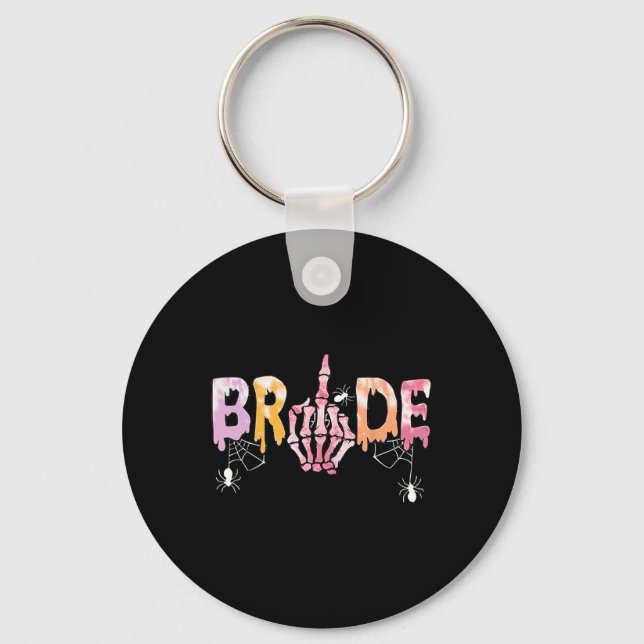 Gothic Wedding Spooky Halloween Skeleton Bride Jus Key Ring (Front)