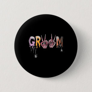 Gothic Wedding Spooky Halloween Skeleton Groom Jus 6 Cm Round Badge
