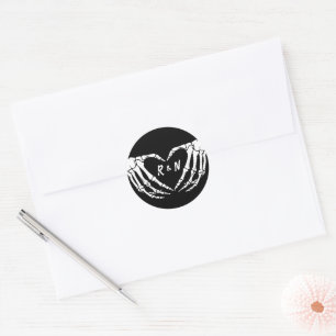 Gothic Wedding Sticker, Halloween Wedding Classic Round Sticker
