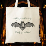 Gothic Wedding Vintage Halloween Bat Couple Names Tote Bag<br><div class="desc">Celebrate your dark romance in style with my Gothic themed wedding tote, featuring a stunning vintage bat design. Ideal for guests, this tote is a perfect blend of elegance and edge, crafted to complement your unique ceremony. Personalise it with names, dates, or a special message to create a lasting memento...</div>
