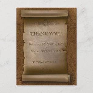Gothic  Wedding Vintage Old Rust Paper Thank You Card