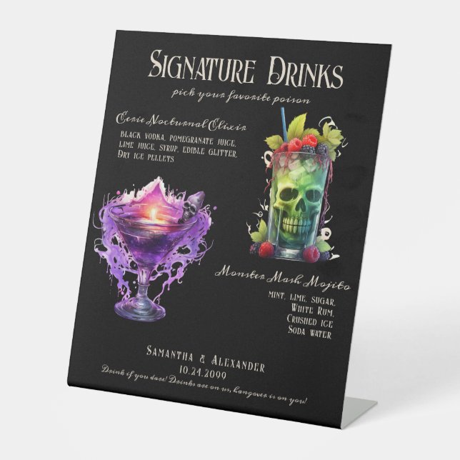 Gothic Wedding Whimsigoth 1 Signature Drinks Sign (Front)