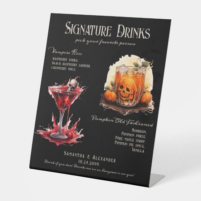 Gothic Wedding Whimsigoth 2 Signature Drinks Sign (Front)