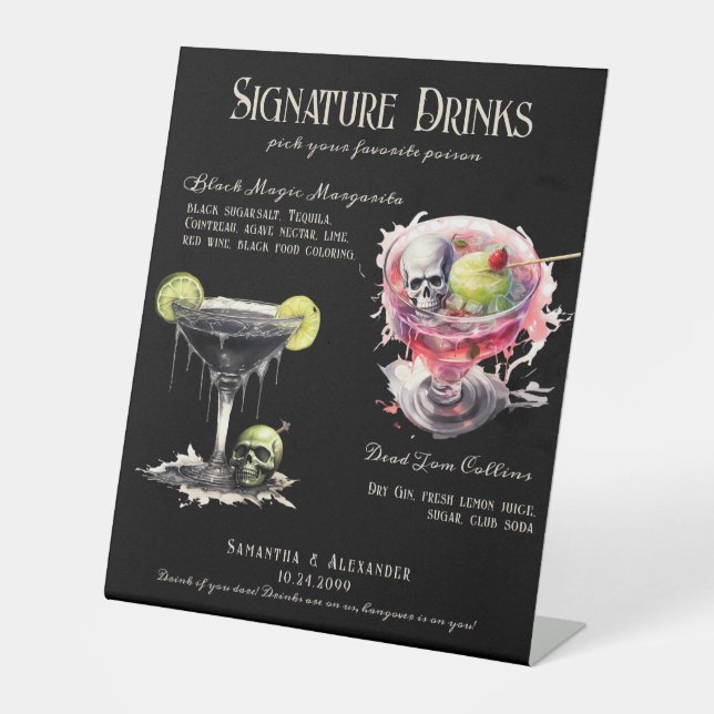 Gothic Wedding Whimsigoth 3 Signature Drinks Sign (Front)