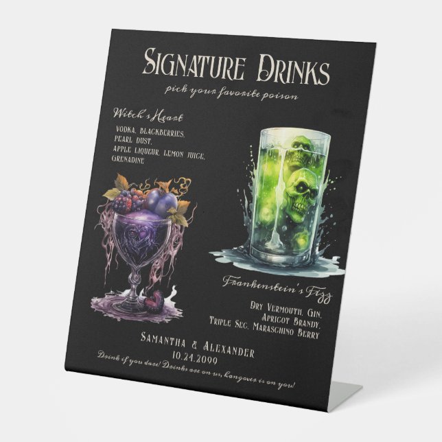 Gothic Wedding Whimsigoth 4 Signature Drinks Sign (Front)