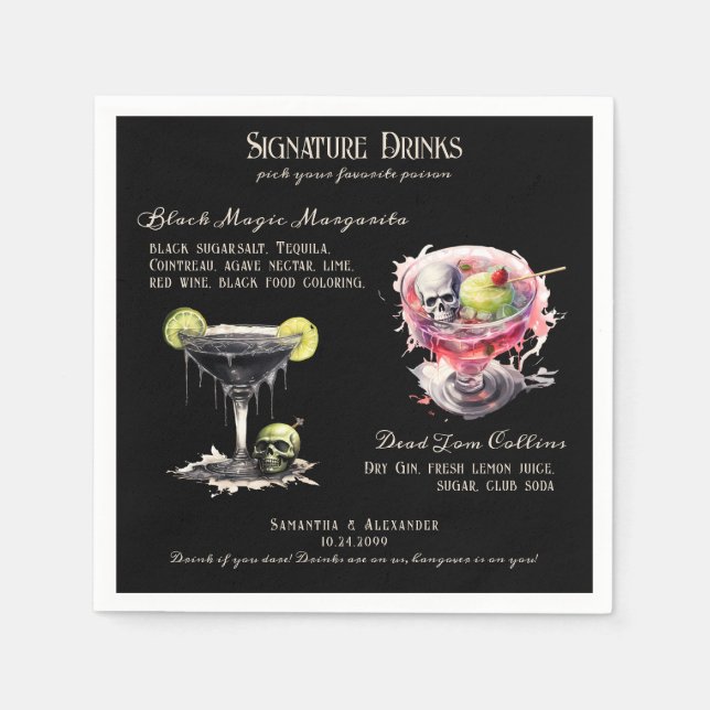 Gothic Wedding Whimsigoth Signature Drinks Napkin (Front)