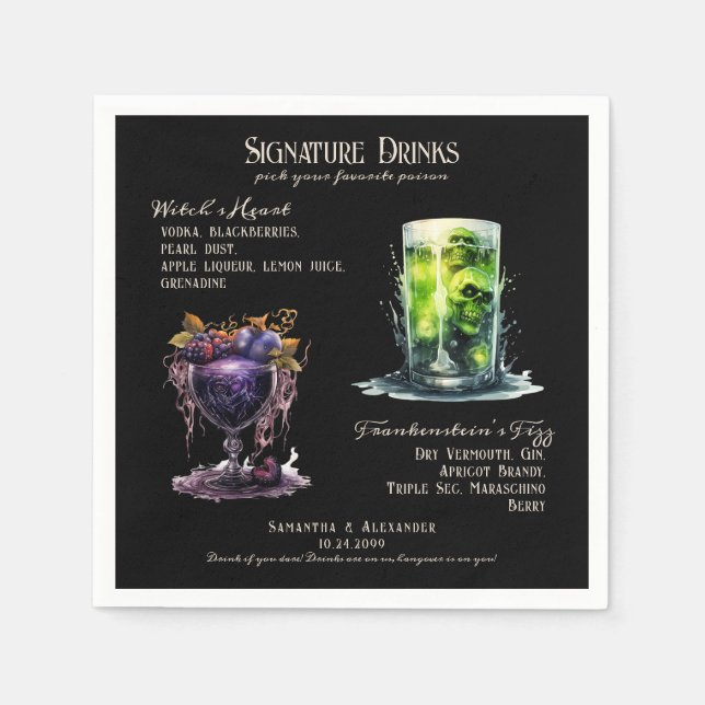 Gothic Wedding Whimsigoth Signature Drinks Napkin (Front)
