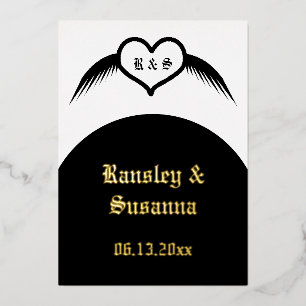Gothic Wedding Winged Heart Custom Monogrammed