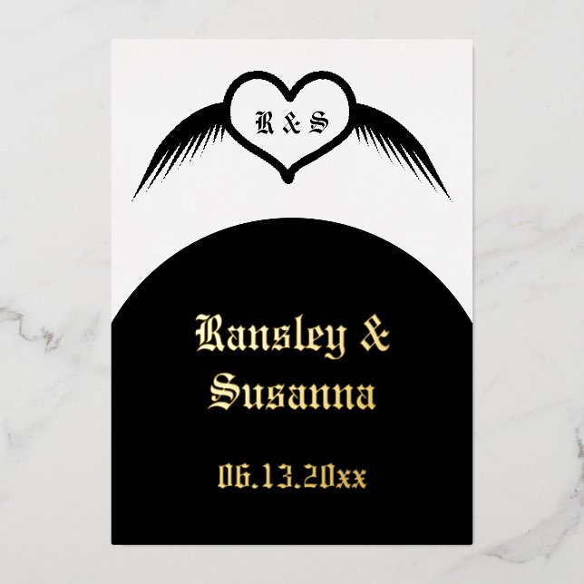 Gothic Wedding Winged Heart Custom Monogrammed (Front)