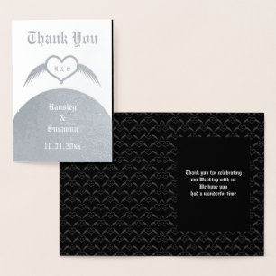 Gothic Wedding Winged Heart Custom Monogrammed Foil Card