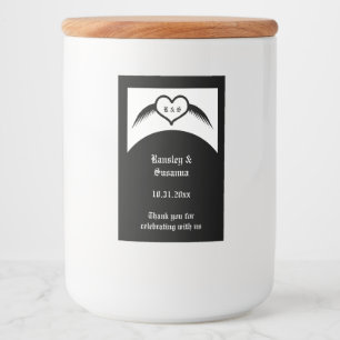 Gothic Wedding Winged Heart Custom Monogrammed Food Label
