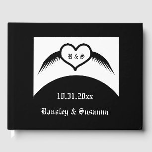 Gothic Wedding Winged Heart Custom Monogrammed Guest Book