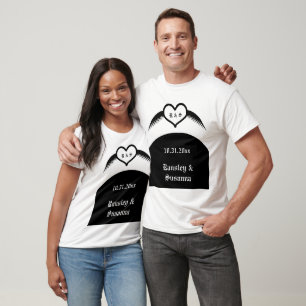 Gothic Wedding Winged Heart Custom Monogrammed T-Shirt